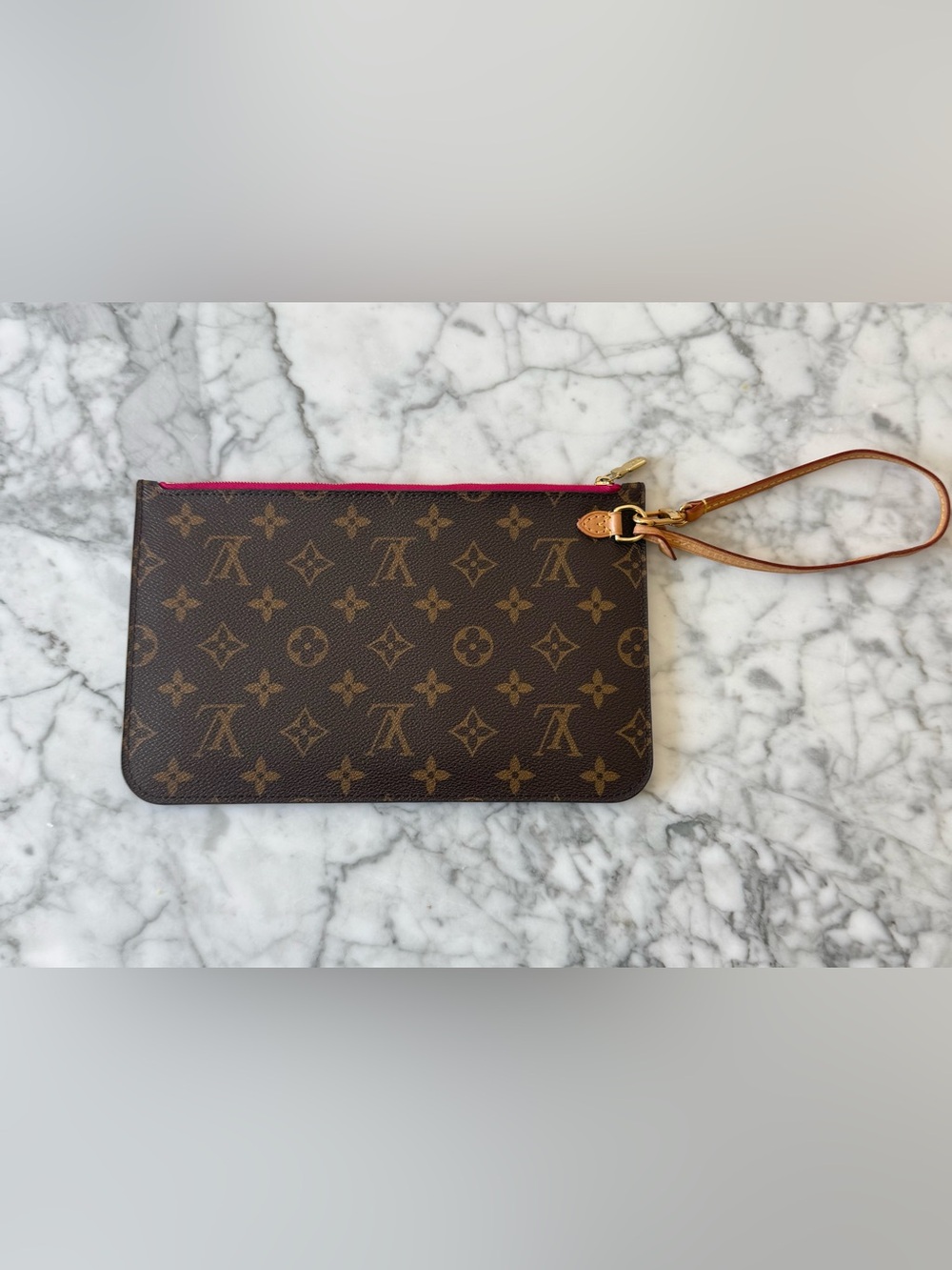 Louis Vuitton Neverfull MM GM Zip Pochette in Brown Monogram Canvas and Leather